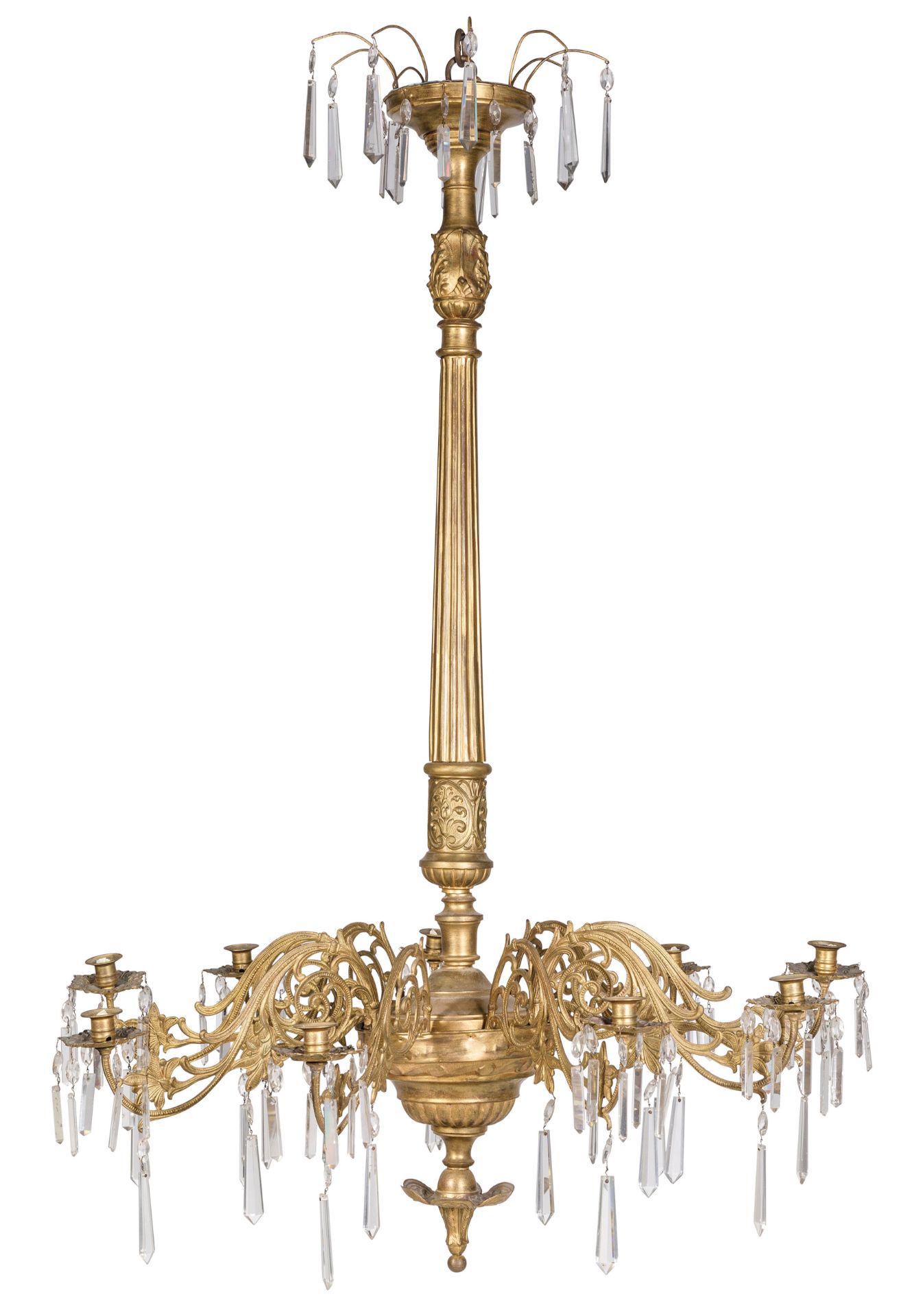 LAMPADARIO IN BRONZO DORATO, XIX-XX SECOLO