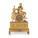 OROLOGIO D'APPOGGIO IN BRONZO DORATO A TEMA ORFICO, FRANCIA, META' DEL XIX SECOLO