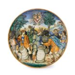 PIATTO IN MAIOLICA POLICROMA, FORNACE DI URBINO, DATATO 1549