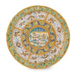 PIATTO DA PARATA IN MAIOLICA POLICROMA, BOTTEGA DI GIACOMO MANCINI DETTO IL FRATE, DERUTA, SECONDA