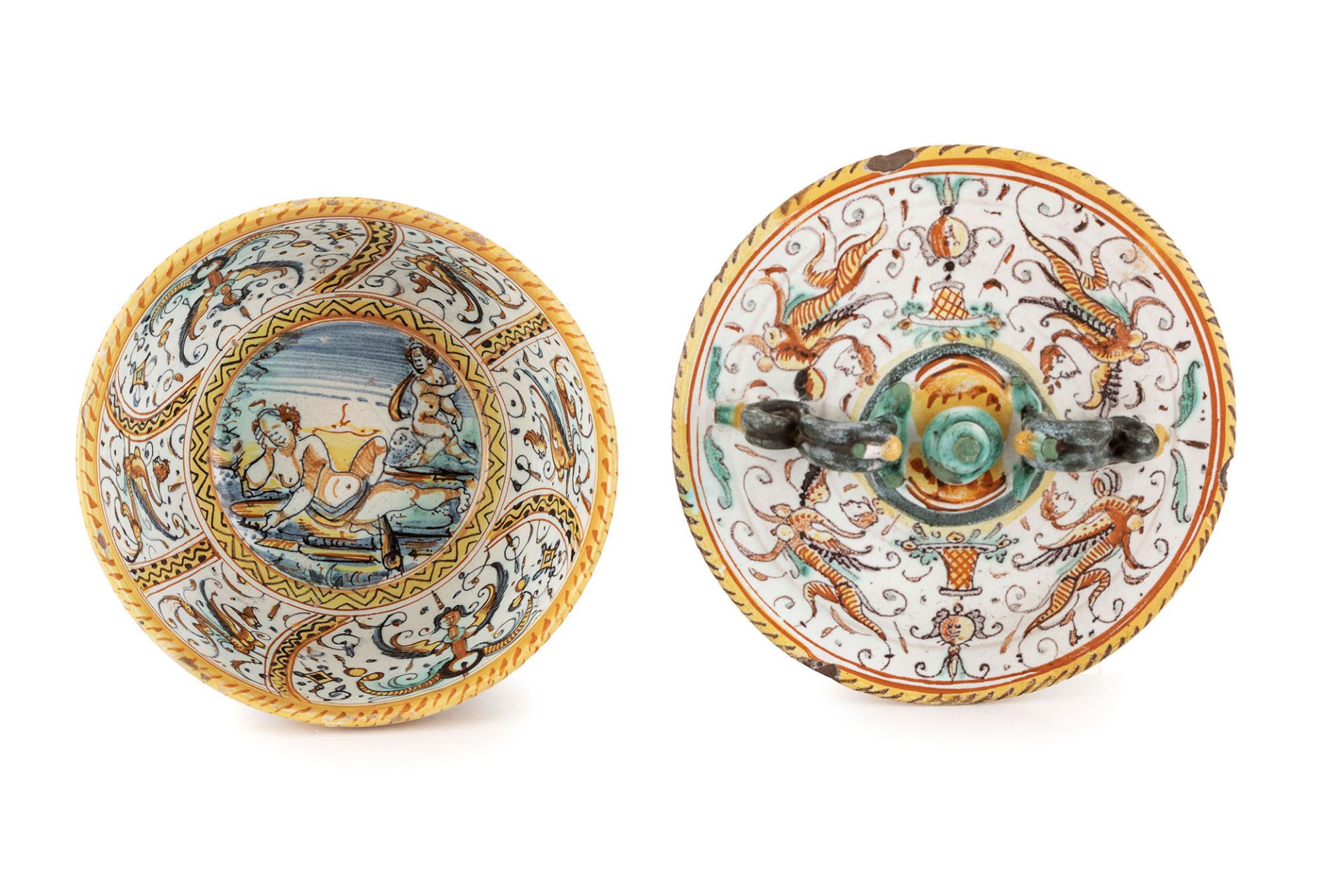 COPPA IN MAIOLICA POLICROMA, FORNACE DI DERUTA, CIRCA 1600 - Image 2 of 2