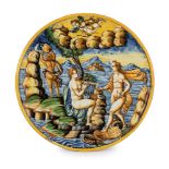 ALZATA IN MAIOLICA POLICROMA, FORNACE DI URBINO, CIRCA 1600