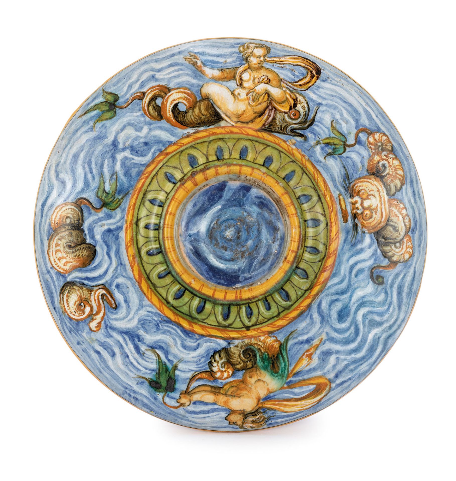 COPPA IN MAIOLICA POLICROMA, BOTTEGA PATANAZZI, URBINO O FORNACE DI RIMINI, ULTIMO QUARTO DEL XVI - Image 2 of 3