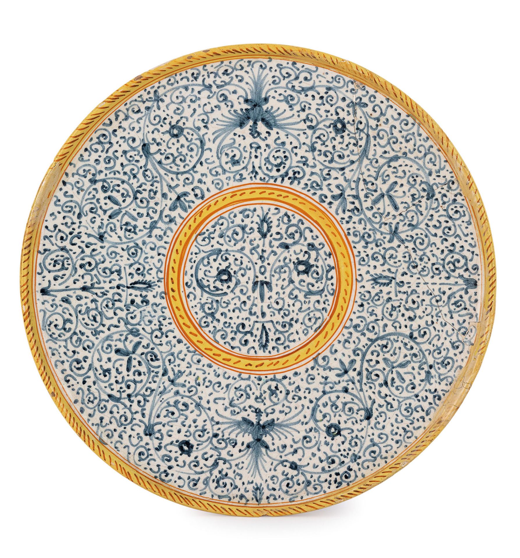 ALZATA IN MAIOLICA POLICROMA, FORNACE DI DERUTA, XVI SECOLO