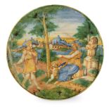 PIATTO IN MAIOLICA POLICROMA, PITTORE DI ZENOBIA, PESARO, CIRCA 1550-1560