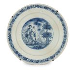 PIATTO DA PARATA IN MAIOLICA BIANCA E BLU, FORNACE DI SAVONA, TARDO XVII, INIZIO XVIII SECOLO