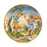 PIATTO IN MAIOLICA POLICROMA, FORNACE DI RIMINI, CIRCA 1580