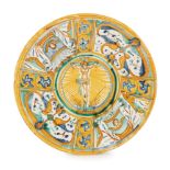 ALZATA IN MAIOLICA POLICROMA, FORNACE DI DERUTA, XVII SECOLO