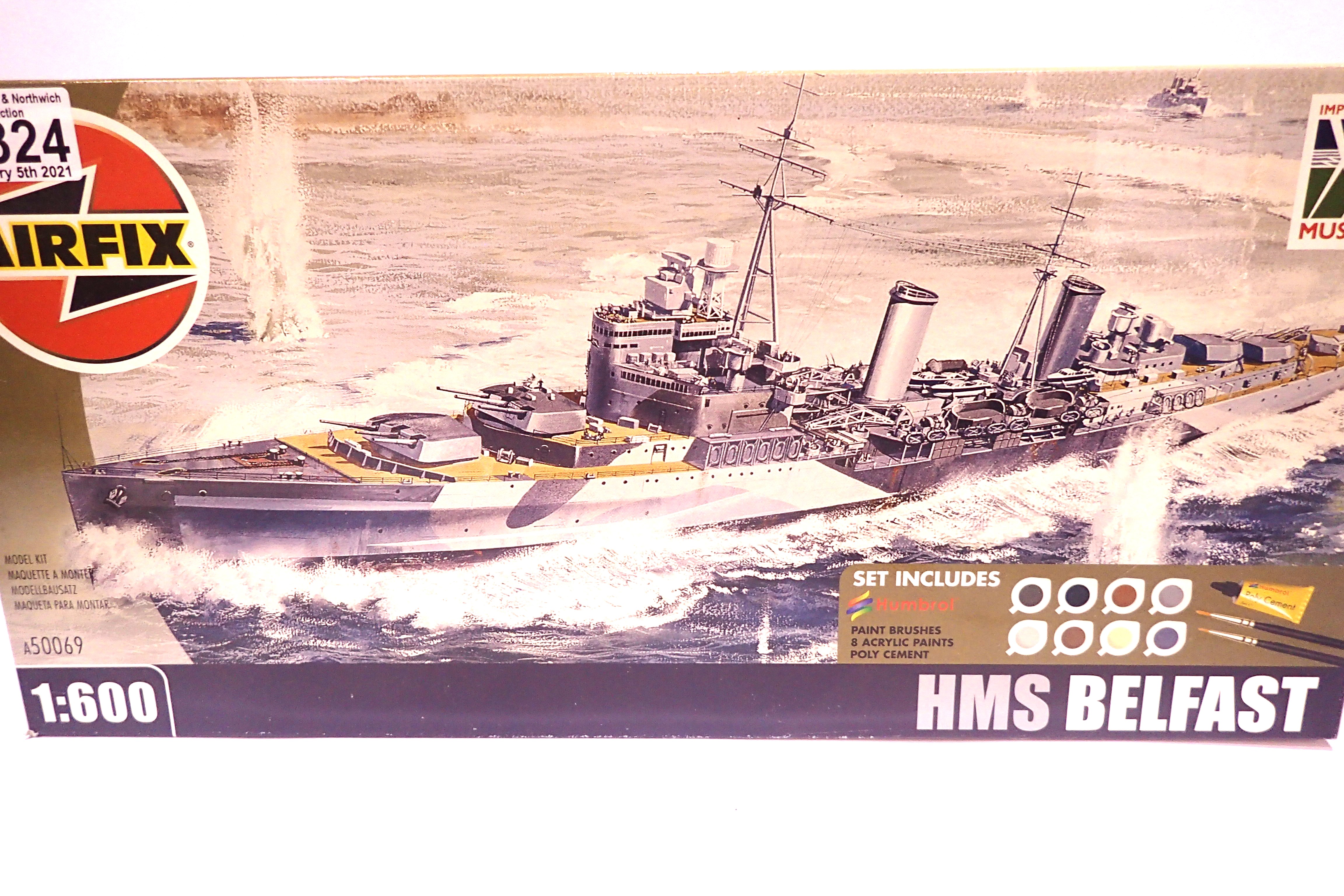 Airfix 1/600 scale HMS Belfast. P&P Group 1 (£14+VAT for the first lot and £1+VAT for subsequent