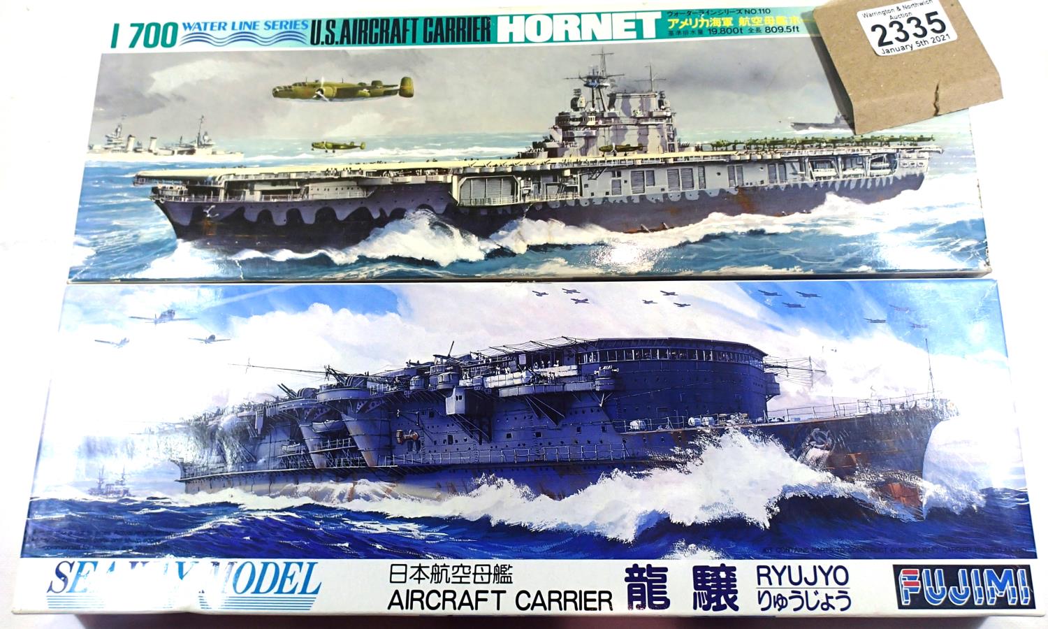 Two 1/700 scale plastic ship kits Fujimi - Japanese aircraft carrier Hornet. P&P Group 1 (£14+VAT