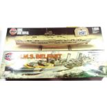 Two Airfix kits 1/600 scale ships, HMS Ark Royal and HMS Belfast. P&P Group 1 (£14+VAT for the first