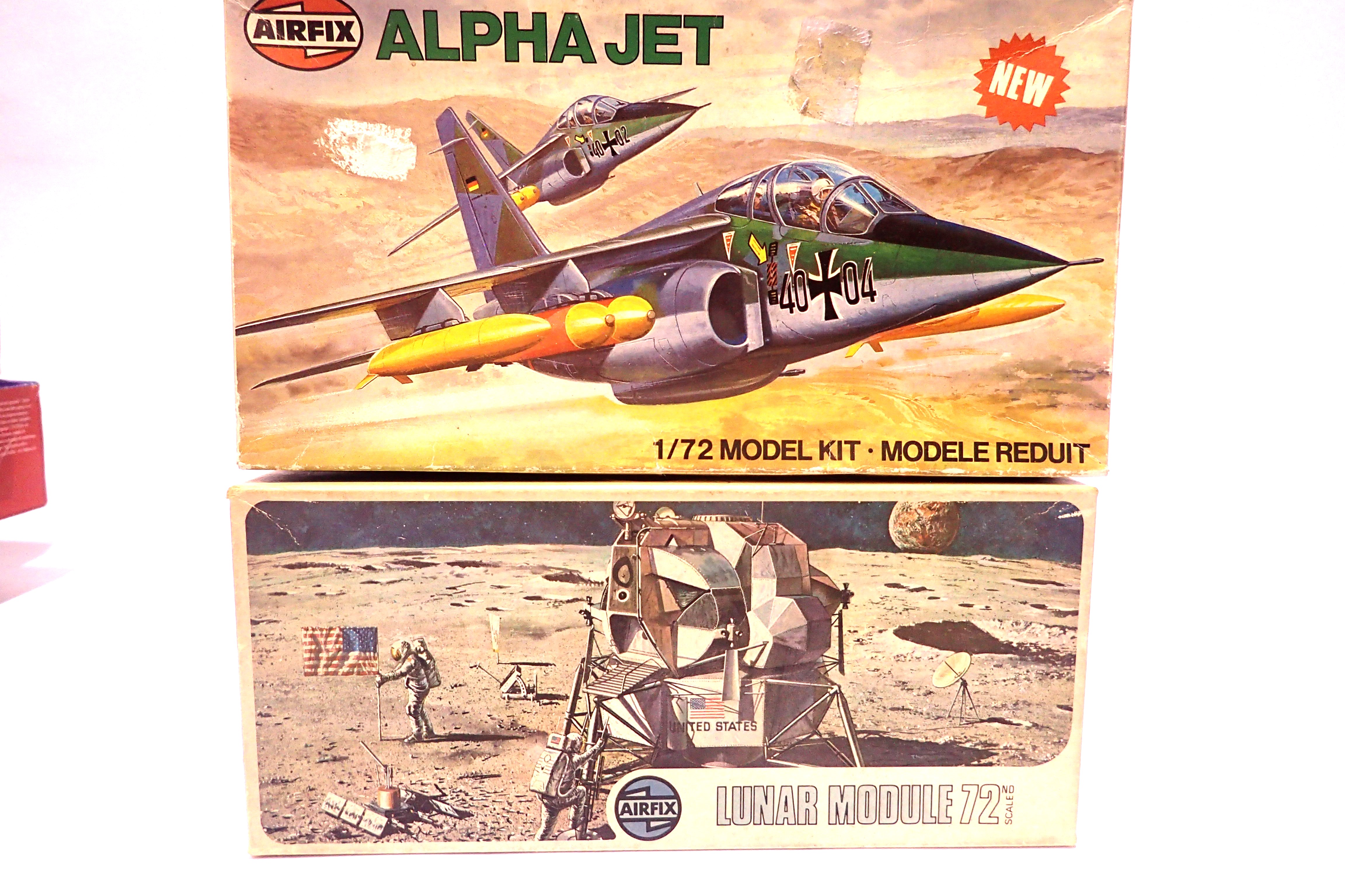 Two Airfix kits 1/72 scale, Lunar module and alpha jet. P&P Group 1 (£14+VAT for the first lot