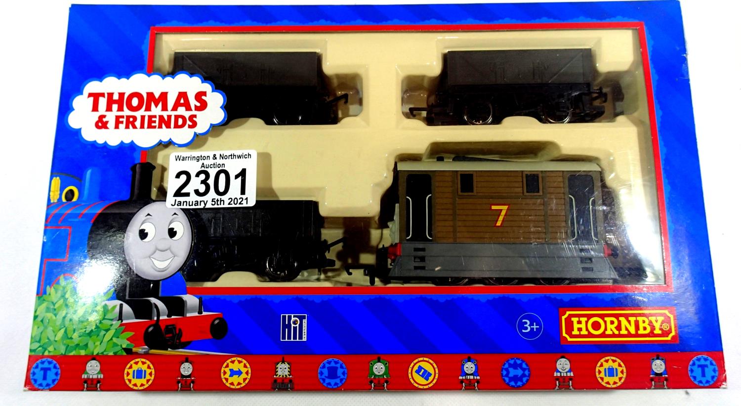 Hornby R9089 Thomas the Tank set, Toby the Train with three trucks. P&P Group 1 (£14+VAT for the