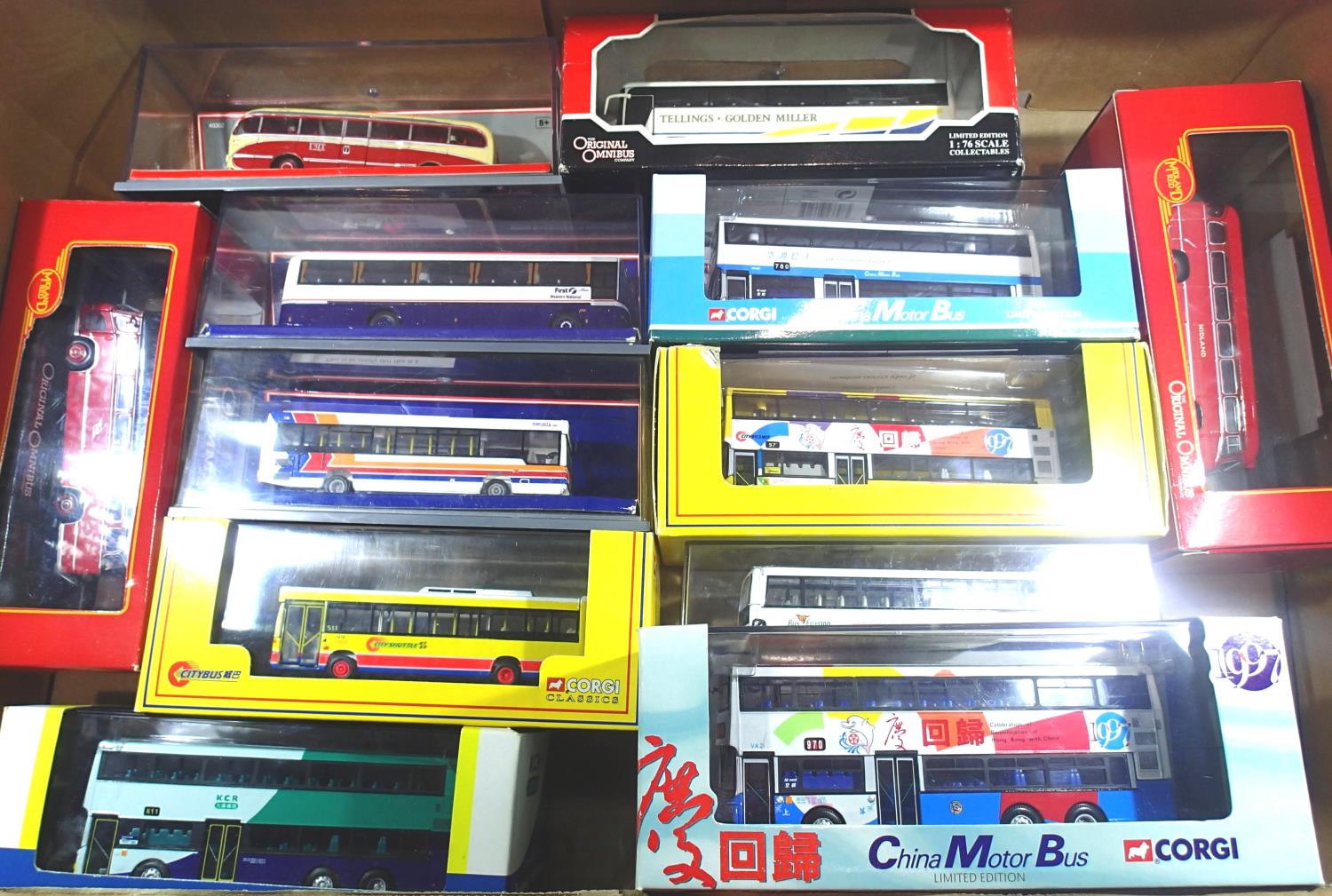 Thirteen Corgi OOC buses and coaches. P&P Group 3 (£25+VAT for the first lot and £5+VAT for