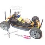 SY Racing 1:8 scale radio control racing car. Four wheel drive, glow fuel engine, with receiver,