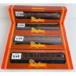 4x Hornby OO Gauge MR Clerestory Coaches Boxed P&P Group 1 (£14+VAT for the first lot and £1+VAT for