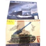 Trumpeter 1/72 scale WWII landing craft plastic kit and Heller 1/35 scale AMX 13 with 155 gun. P&P