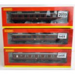 3x Hornby OO Gauge LMS Crimson Super Detail Coaches - All Boxed P&P Group 1 (£14+VAT for the first