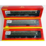 3x Hornby OO Gauge SR Maunsell Coaches R4299E, R4298A, R4299E Boxed P&P Group 1 (£14+VAT for the