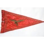 German WWII type Luftwaffe embroidered silk pennant in poor condition. P&P Group 1 (£14+VAT for