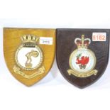 Two wooden wall plaques, HMS Gladitor and RAF. P&P Group 2 (£18+VAT for the first lot and £3+VAT for