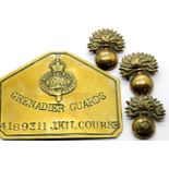 Victorian Boer War Grenadier Guards brass berth plate named to 4189311 J Kilcourse, and various