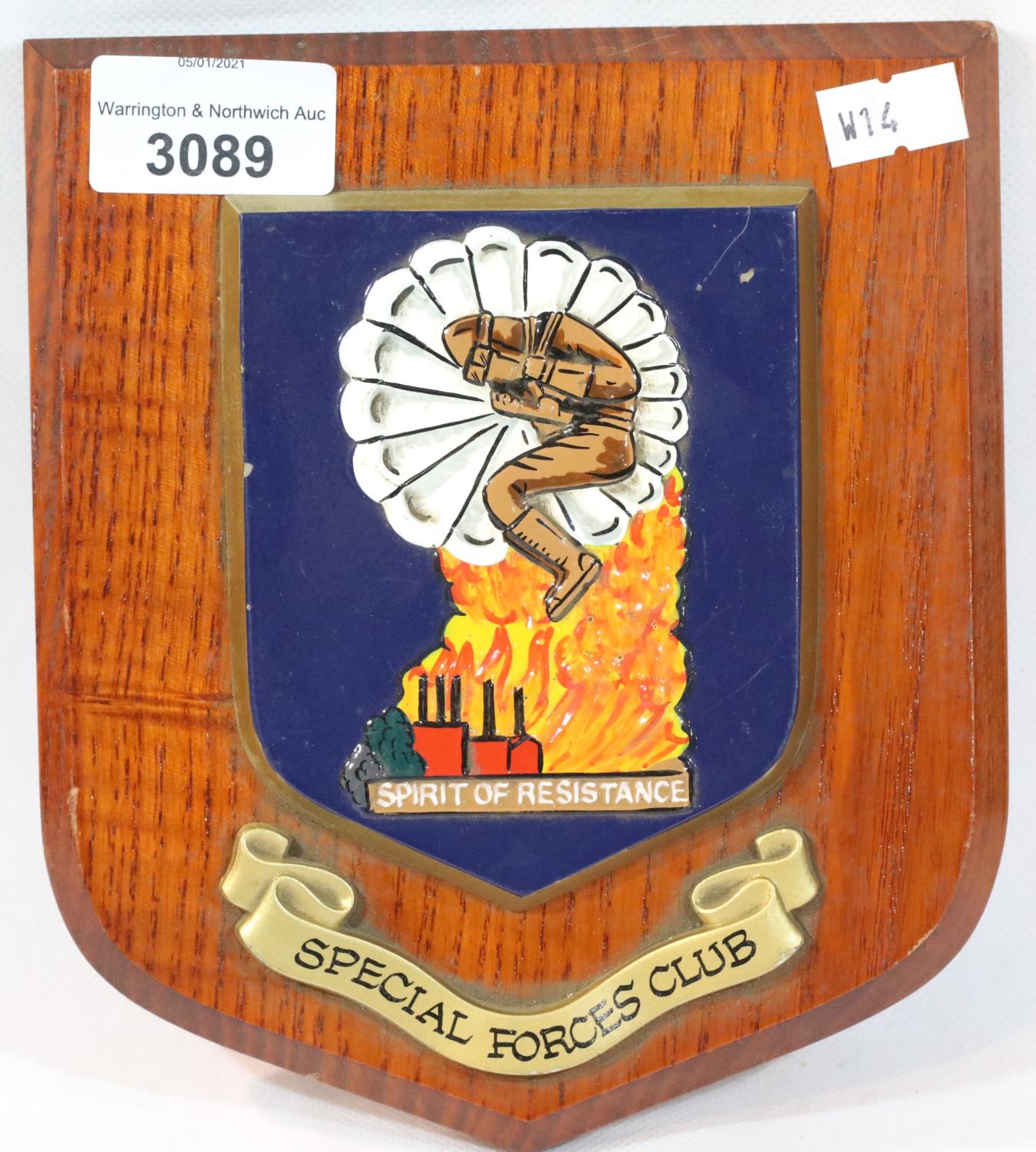 Special Forces Club Wall Plaque. P&P Group 1 (£14+VAT for the first lot and £1+VAT for subsequent