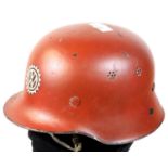 German WWII type lightweight Fire Helmet and liner, with the VW Factory Logo. P&P Group 2 (£18+VAT