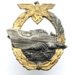 German WWII type Kriegsmarine E-Boat badge. P&P Group 1 (£14+VAT for the first lot and £1+VAT for