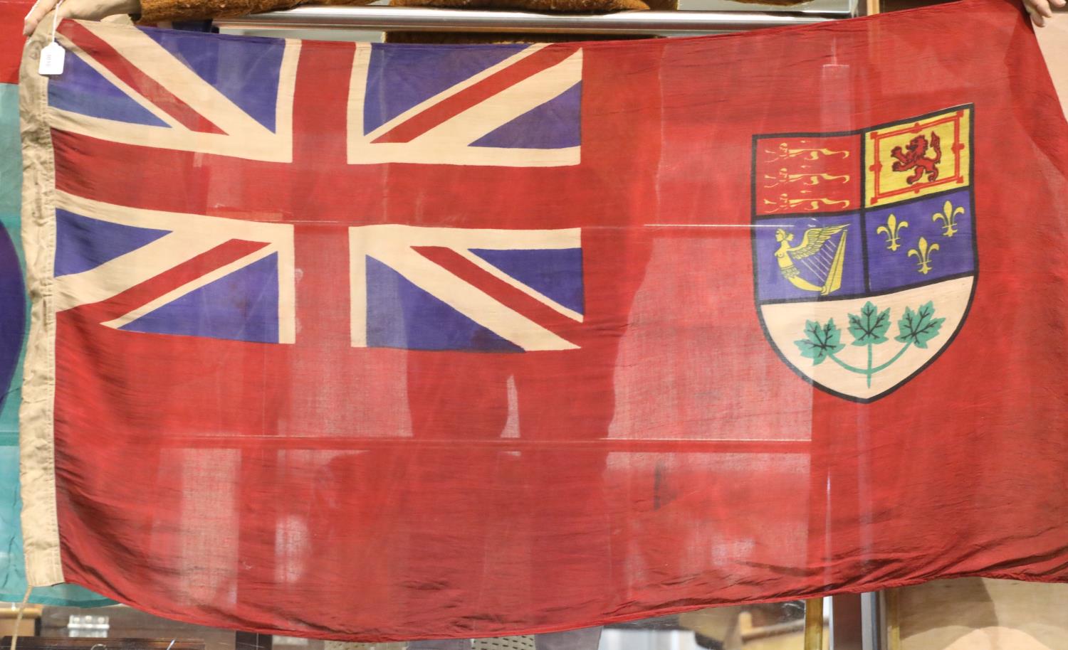 Canadian WWII type flag bearing stamps for Toronto 1943, 150 x 80 cm. P&P Group 3 (£25+VAT for the