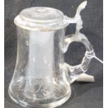 German WWII type etched and covered stein, with engraved lid. P&P Group 1 (£14+VAT for the first lot