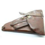 Vintage brown leather Swedish KKV Kontrollerat holster with ammunition slots. P&P Group 2 (£18+VAT