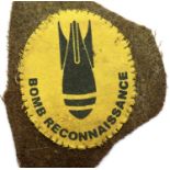 British WWII type Bomb Reconnaissance oval patch. P&P Group 3 (£25+VAT for the first lot and £5+