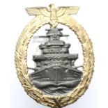 German WWII type Kriegsmarine High Seas Fleet badge marked AS verso. P&P Group 1 (£14+VAT for the