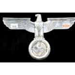 German WWII type polished aluminium Eagle and Swastika sign H: 25 cm. P&P Group 2 (£18+VAT for the