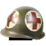 American WWII type McCord US 34th Inf Div Medics Helmet. Batch No 411A for Jan 1943. Fixed Bale