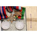 Set of four WWII type medals to PTE H Webster West Yorks REGT with copy parent letter and army