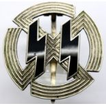 German WWII type enamelled SS circular badge, marked Richard Sieper & Sohn RZM M1/25 verso. P&P