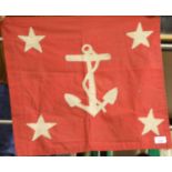 Unknown flag with fouled anchor and four stars, 60 x 60 cm. P&P Group 1 (£14+VAT for the first lot