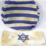 German WWII type Concentration Camp cap with KAPO armband. P&P Group 1 (£14+VAT for the first lot