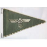 German WWII type staff car pennant, L: 33 cm. P&P Group 1 (£14+VAT for the first lot and £1+VAT
