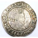 1604 King James Stuart hammered silver shilling - second coinage lis mintmark. P&P Group 1 (£14+