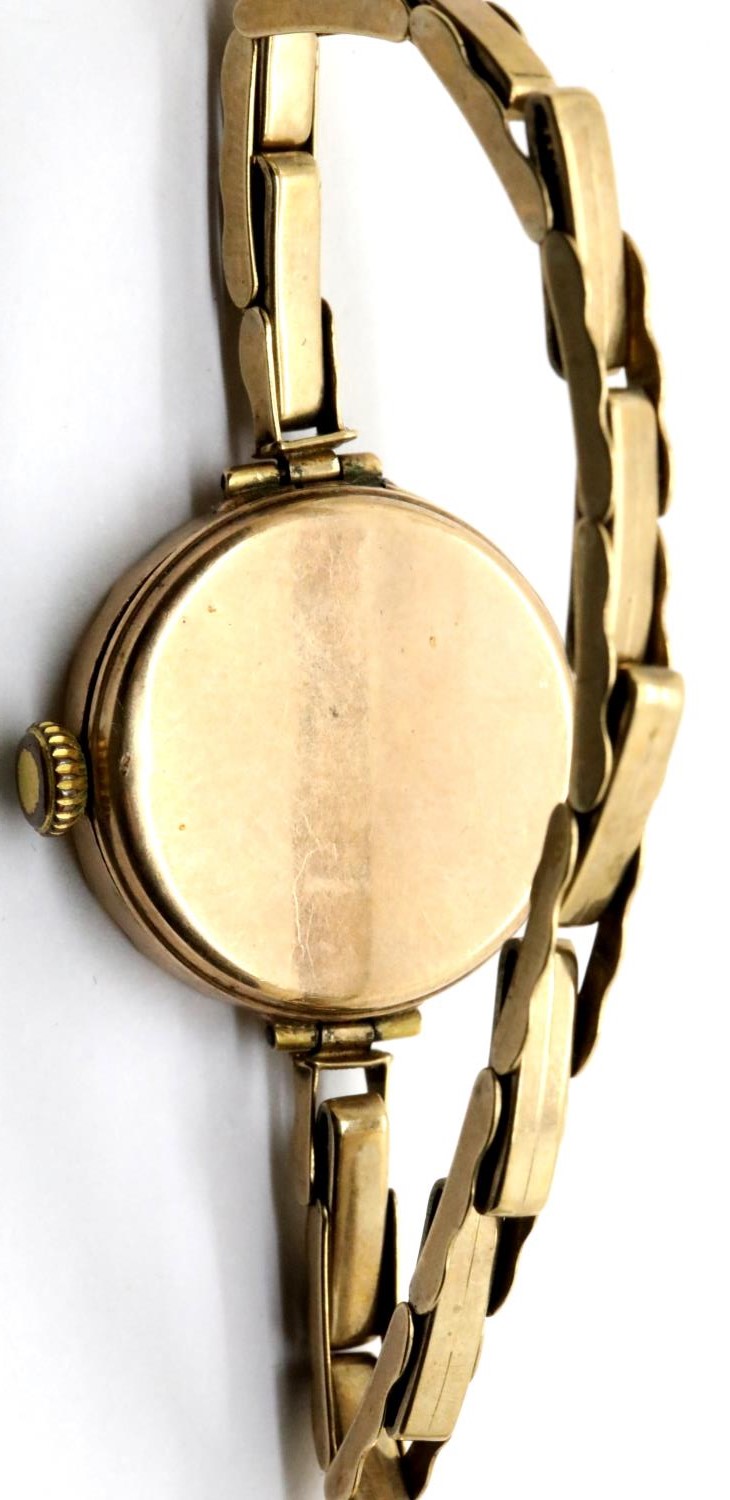 Swiss 9ct gold 15 jewel ladies wristwatch on a 9ct gold expanding bracelet, weight of watch and - Image 2 of 2