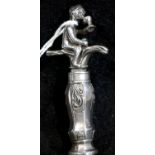 Dutch silver corkscrew in the form of boy with goblet, 81g. P&P Group 1 (£14+VAT for the first lot