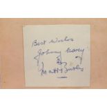 Matt Busby and Johnny Carey autographs from a late 1950s autograph book. P&P Group 1 (£14+VAT for