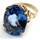 9ct gold blue topaz dress ring, size M, 7.4g. P&P Group 1 (£14+VAT for the first lot and £1+VAT