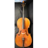 German two piece back 18th / 19th century cello with case. Not available for in-house P&P