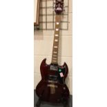 Vintage SG style electric guitar with twin pickups (lacking strings). Not available for in-house P&P