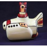Lorna Bailey Yellow Submarine teapot, L: 16 cm. P&P Group 2 (£18+VAT for the first lot and £3+VAT