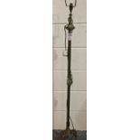 Brass columnar standard lamp, H: 135 cm. Not available for in-house P&P